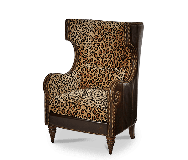 Кресло вольтеровское кожа/велюр обивка леопард