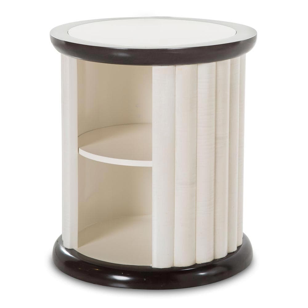 Круглый приставной столик с вертикальными наборными стенками, Espresso