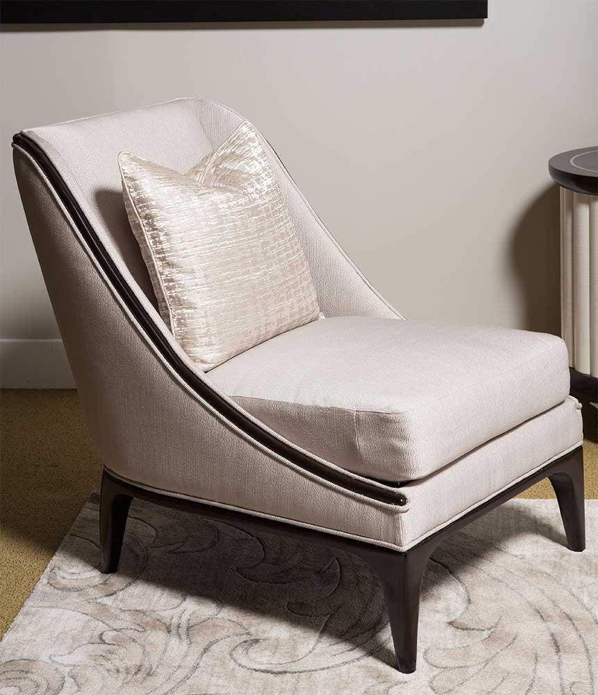 Акцентное кресло без подлокотников в парижском стиле, 1 декоративная подушка, LATTE