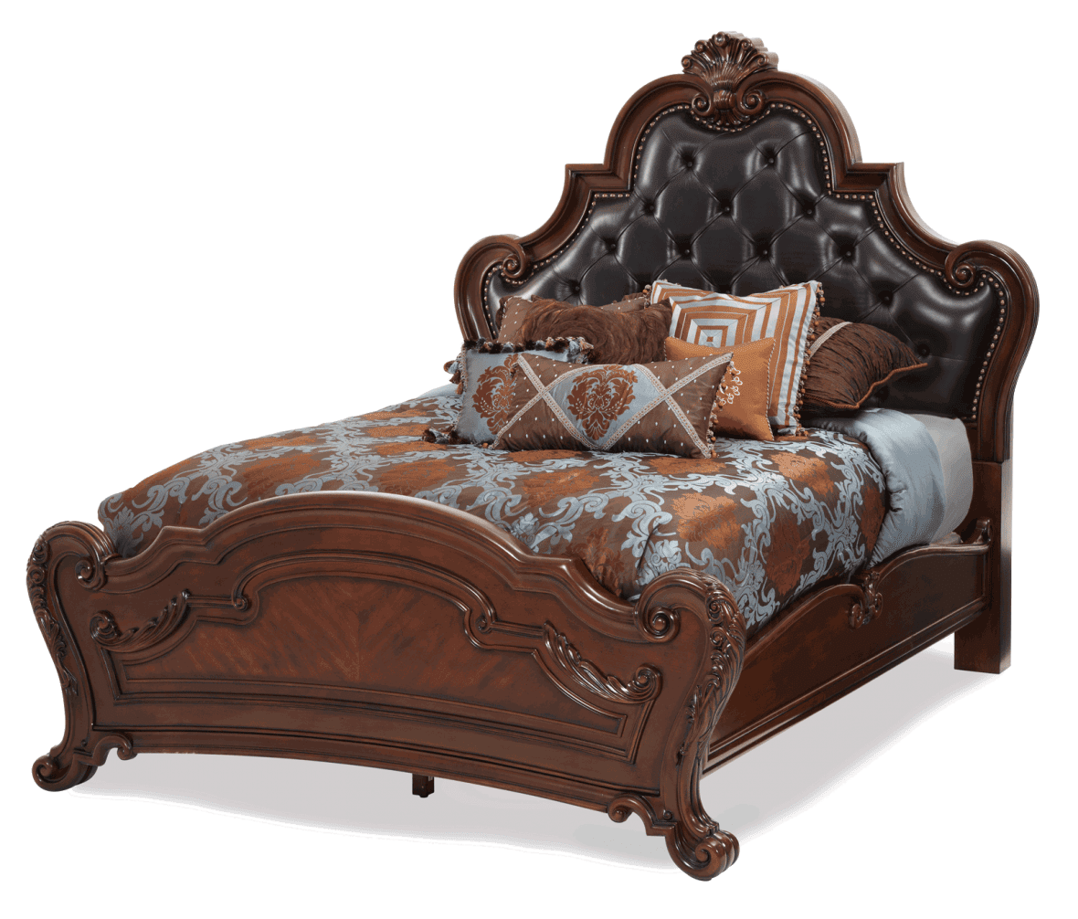 Кровать с кожаным изголовьем, размер Eastern King