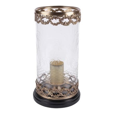 Подсвечник/ваза Hurricane, резаное стекло, на деревянной резной базе