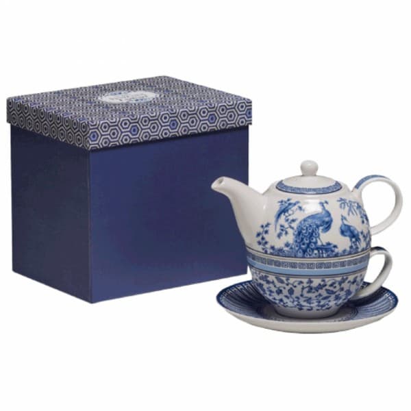 Набор для чая: чашка, блюдце, заварный чайник English Blue