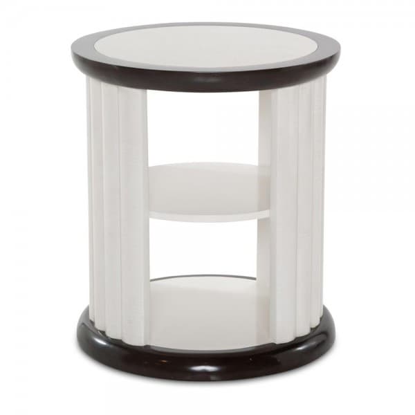 Круглый приставной столик с вертикальными наборными стенками, Espresso
