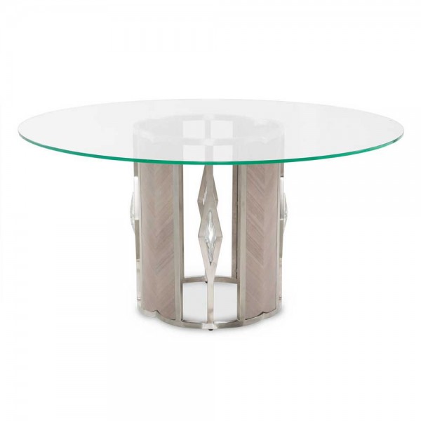 Круглый стол для обеда, стеклянный верх