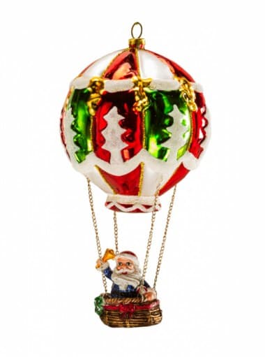 Фигурка Деда Мороза на воздушном шаре дутое стекло