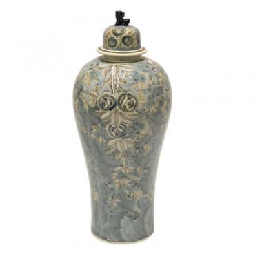 Декоративная ваза Blue Emperior, олива с синим рисунком