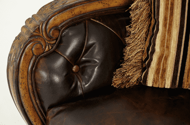 Софа с комбинированными подушками кожа/велюр