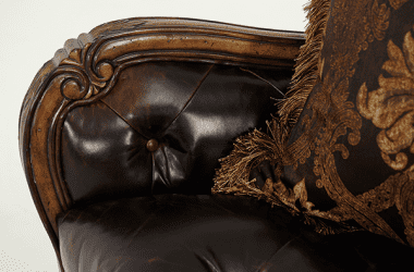 Кресло полуторное для чтения с комбинированной подушкой кожа/велюр