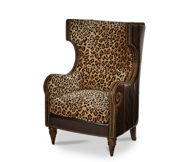 Кресло вольтеровское кожа/велюр обивка леопард